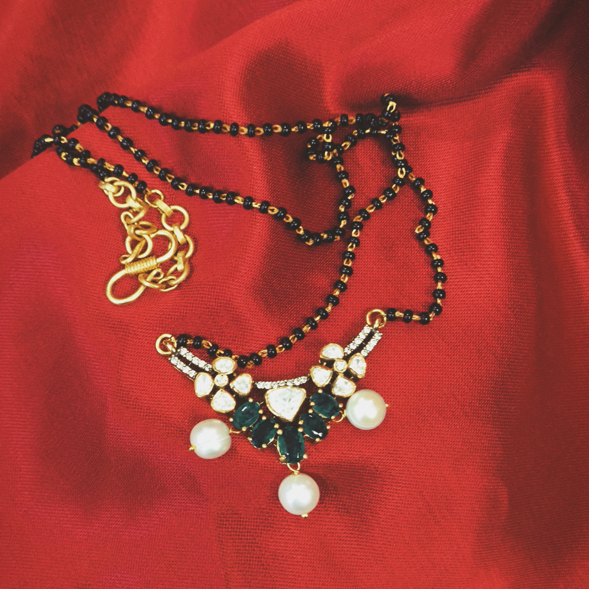 Green Moissanite Mangalsutra 